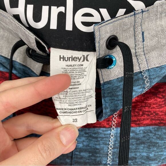 Hurley Men’s Striped Swim Trunks Board Shorts size 32 - Picture 2 of 4